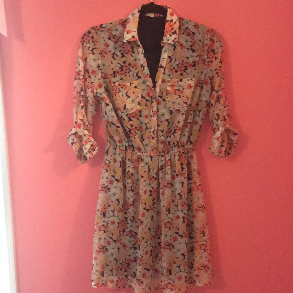 floral 3/4 sleeve dress